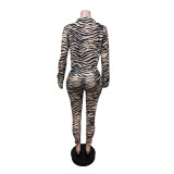 Zebra Stripes Long Sleeve Two Piece Pants Set MEM-88709