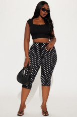 Bow-Printed Polka-Dot Seventh Pants YWXS-K26L2421