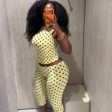Sleeveless Polka Dot Print Two Piece Pants Set YMEF-59118