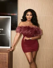 One Shoulder Fuzzy Patchwork Mesh Mini Dress GMYU-10321