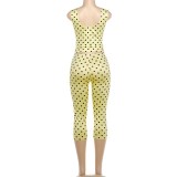 Sleeveless Polka Dot Print Two Piece Pants Set YMEF-59118