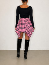 Solid Long Sleeve Top Irregular Print Skirt Suit HNIF-HN104