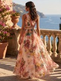 Single Shoulder Print Maxi Dress GWDS-260603