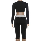 Long Sleeve Top Fifth Pants 2 Piece Set XEF-K6S12414A