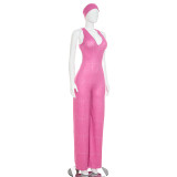 Sleeveless Halterneck Print Jumpsuit(With Headscarf) GSZM-D26JP243