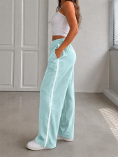 Lace Edge Solid Color Drawstring Sport Pants HNIF-YF305