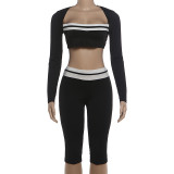 Long Sleeve Top Fifth Pants 2 Piece Set XEF-K6S12414A