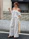 One Shoulder Polka Dot Print Two Piece Pants Set SHD-8502