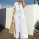 Plus Size Solid Color Short Sleeve Casual Jumpsuit NNWF-8175