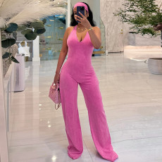 Sleeveless Halterneck Print Jumpsuit(With Headscarf) GSZM-D26JP243