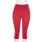 Solid Color Twisted Top Seventh Pants Suit GSZM-D26ST269