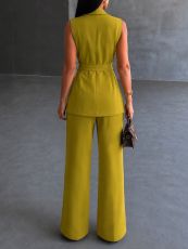 Sleeveless Tie Up Vest Two Piece Pants Set HNIF-YF401