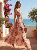 Single Shoulder Print Maxi Dress GWDS-260603