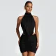 Sleeveless Halterneck Backless Ruched Mini Dress GSZM-J26DS292