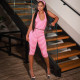 Stripe Halterneck Backless Two Piece Pants Set XMCS-CS061615