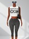 Letter Print Tank Top Polka Dot Pants Suit GHYX-TXY5463