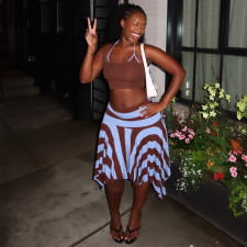 Sexy Halterneck Top Print Skirts 2 Piece Set GJYO-JSD711917