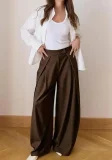 High-Waisted Pleated Wide-Leg Trousers QODY-Y6074B