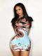 Print Short Sleeve Knits Mini Dress GHYX-TXY5372