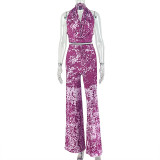 Loose Ruched Print Two Piece Pants Set GJYO-JS919197