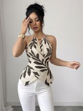Print Halterneck Sleeveless Top GXIY-K26L2704