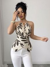Print Halterneck Sleeveless Top GXIY-K26L2704
