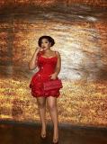 3D Rose Flower Edge Halterneck Mini Dress GADE-10122