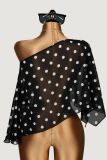 Polka Dot Print Slash Shoulder Tops GXIY-K26L2593