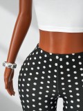 Letter Print Tank Top Polka Dot Pants Suit GHYX-TXY5463