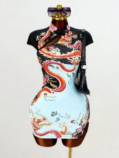Print Short Sleeve Knits Mini Dress GHYX-TXY5372