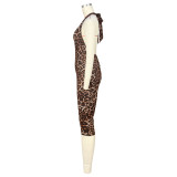 Leopard Print Backless Seventh Jumpsuit ASL-6825