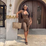 Leopard Print Backless Seventh Jumpsuit ASL-6825