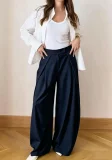 High-Waisted Pleated Wide-Leg Trousers QODY-Y6074B