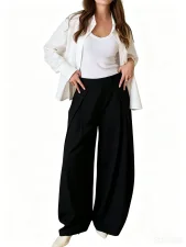 High-Waisted Pleated Wide-Leg Trousers QODY-Y6074B