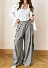 High-Waisted Pleated Wide-Leg Trousers QODY-Y6074B