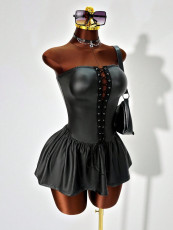PU Leather Bandage Dress GHYX-TXY5428