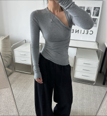 Long Sleeve Solid Color Tops GXIY-K25L1545