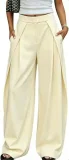 High-Waisted Pleated Wide-Leg Trousers QODY-Y6074B