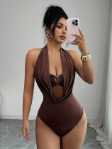 Deep V Neck Solid Color Bodysuit GXIY-K26L2382