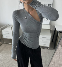 Long Sleeve Solid Color Tops GXIY-K25L1545