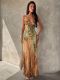Retro Prints Sexy Backless Sling Maxi Dress GXIY-K26L2755