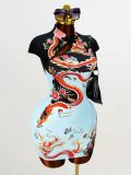 Print Short Sleeve Knits Mini Dress GHYX-TXY5372