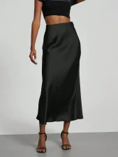 Satin High Waist Long Skirt GXIY-K25L1129