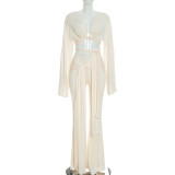 Solid Color Long Sleeve Two Piece Pants Set MXBF-J26ST281