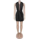 Deep V Neck Halterneck Mini Dress BY-7771