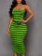 Stripe Knits Split Tube Top Dress ZDF-33537