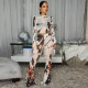 Print Mesh See Through Two Piece Pants Set BY-7770