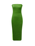 Stripe Knits Split Tube Top Dress ZDF-33537