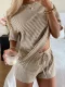 Stripe Short Sleeve Shorts Two Piece Set GXIY-K26L2605