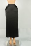 Satin High Waist Long Skirt GXIY-K25L1129